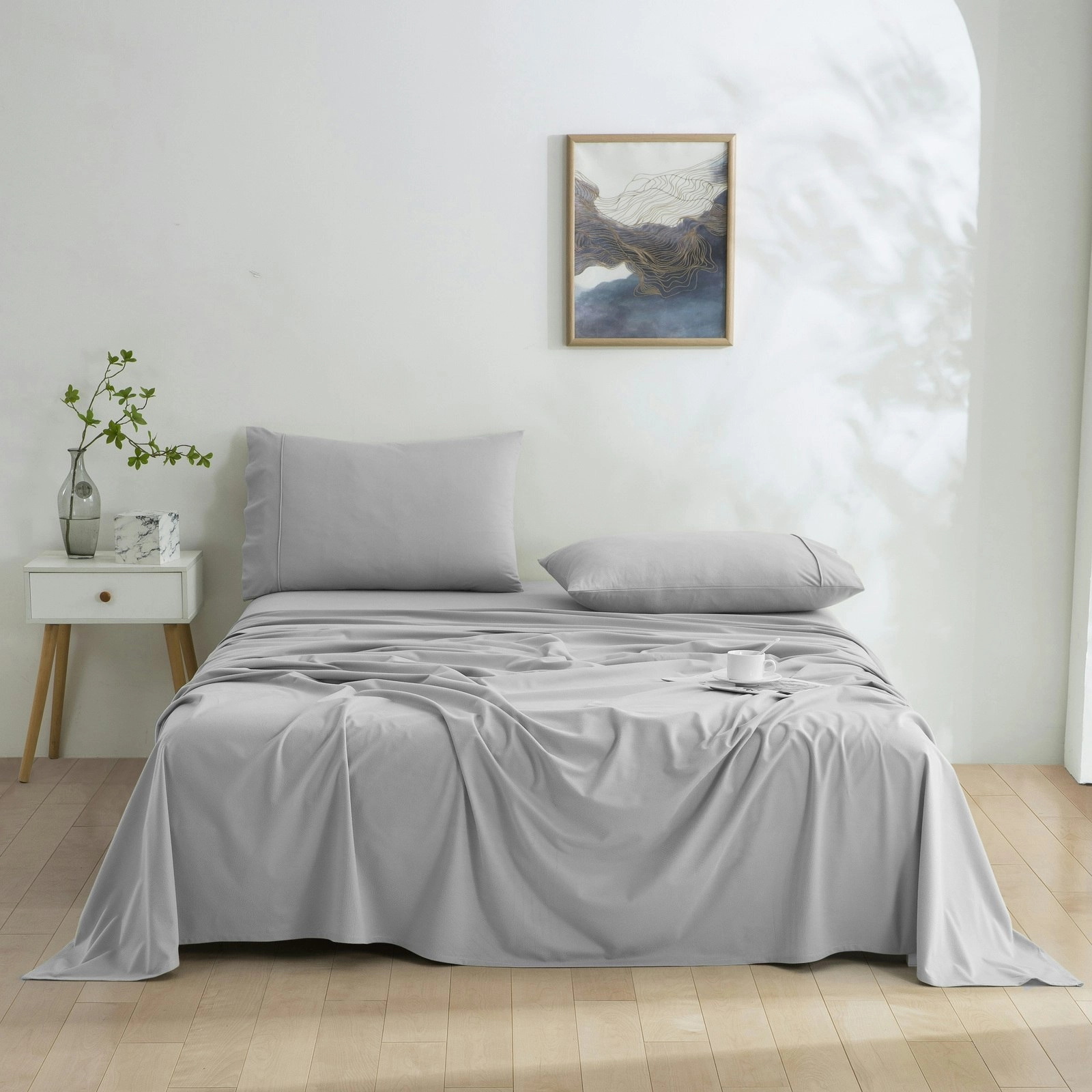 Dreamaker Micro Flannel Sheet Set Single Bed Silver