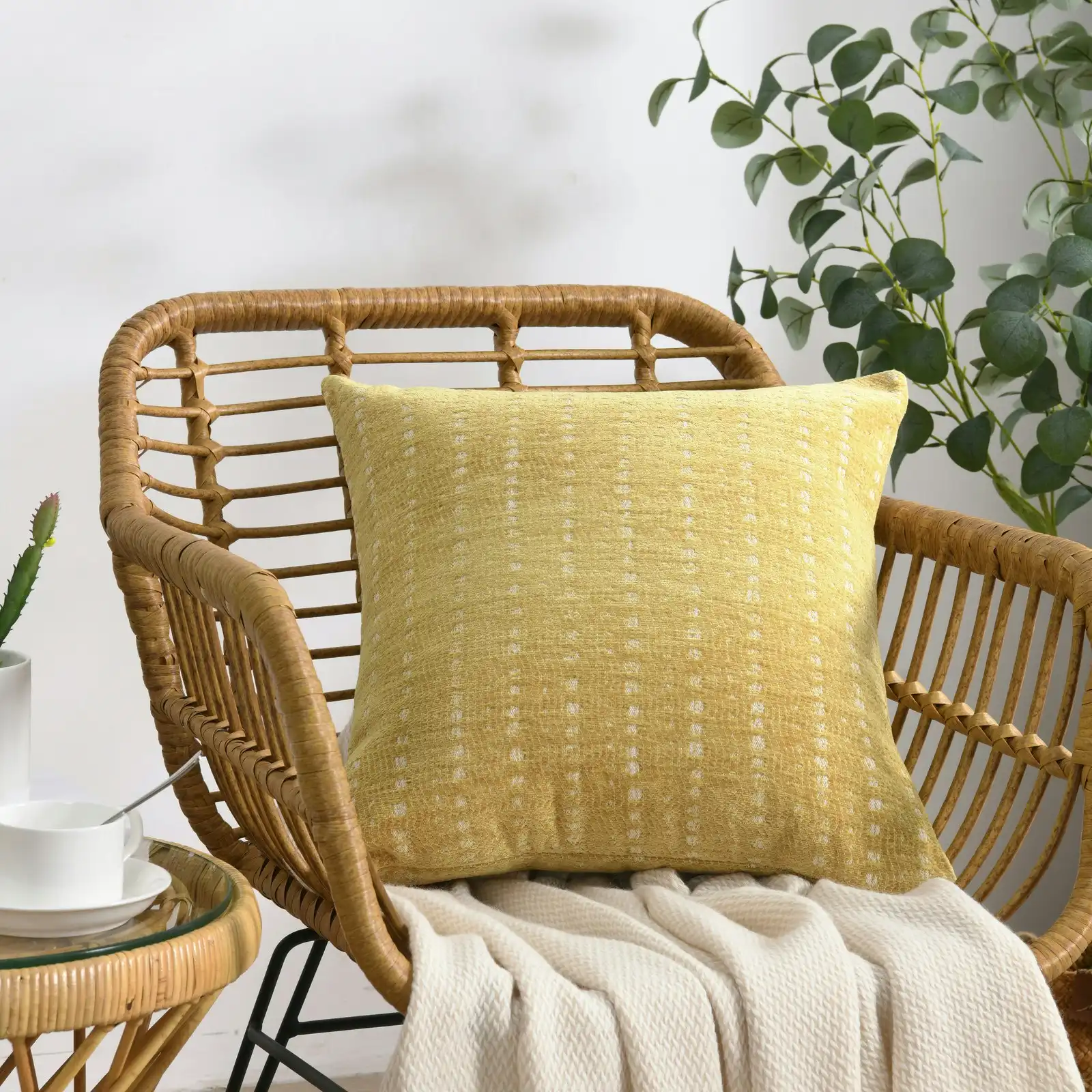 Cadence & Co. Antalyo Chenille Cushion Ochre 45x45cm