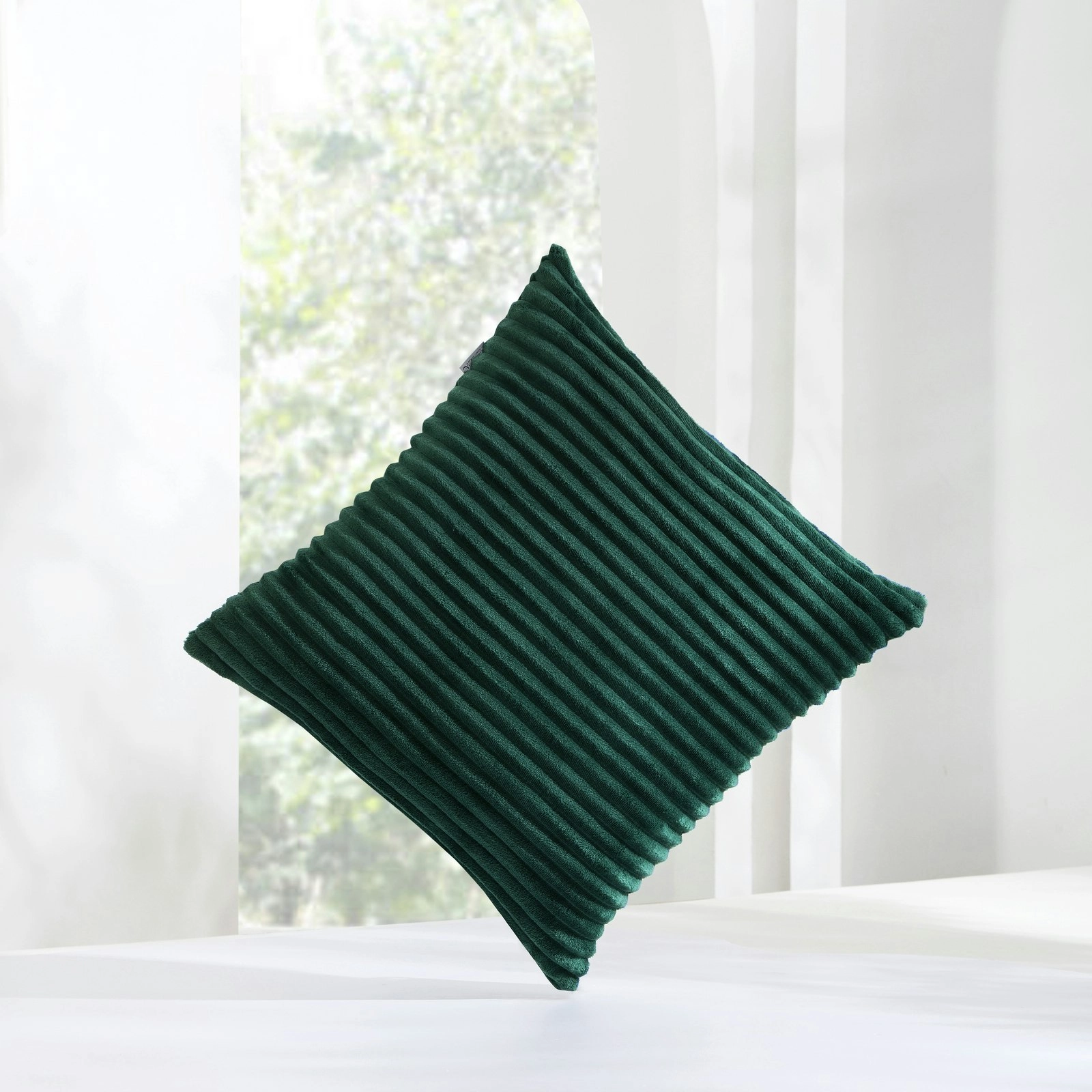 Dreamaker Embossed Teddy Fleece Cushion Emerald 45x45cm