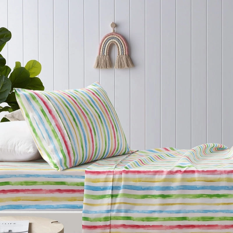 Happy Kids Stripes Printed Microfibre Sheet Set