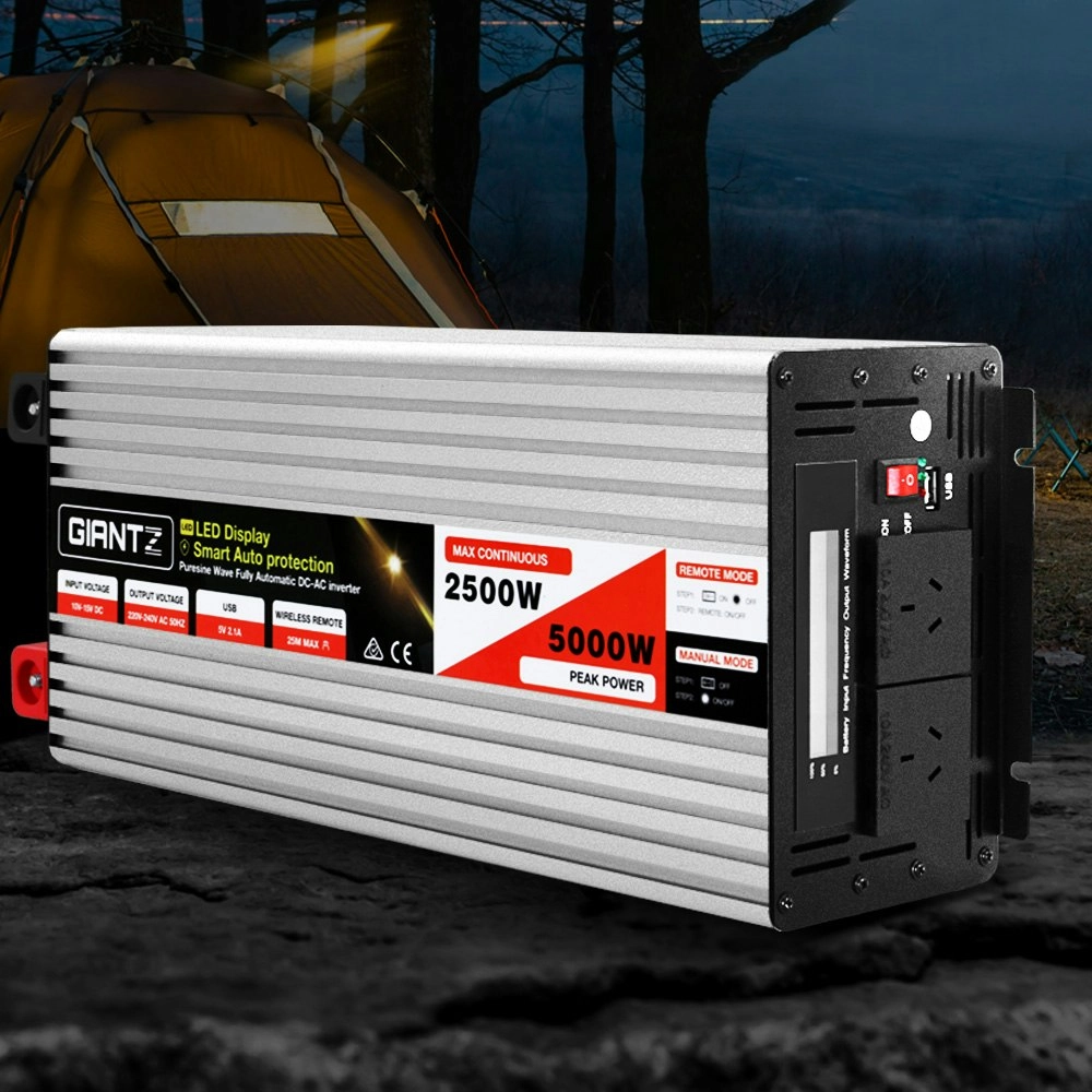 Giantz Power Inverter 2500W/5000W 12V to 240V Pure Sine Wave Camping Car Boat