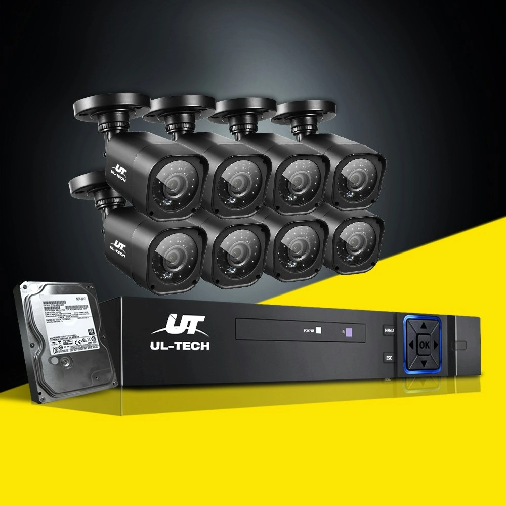 UL-tech CCTV Camera Security System 8CH DVR 8 Square Cameras 2TB Hard Drive