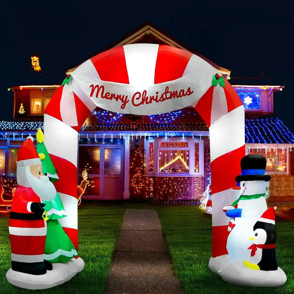 Jingle Jollys Christmas Inflatable Archwary Santa 3M Illuminated Decorations