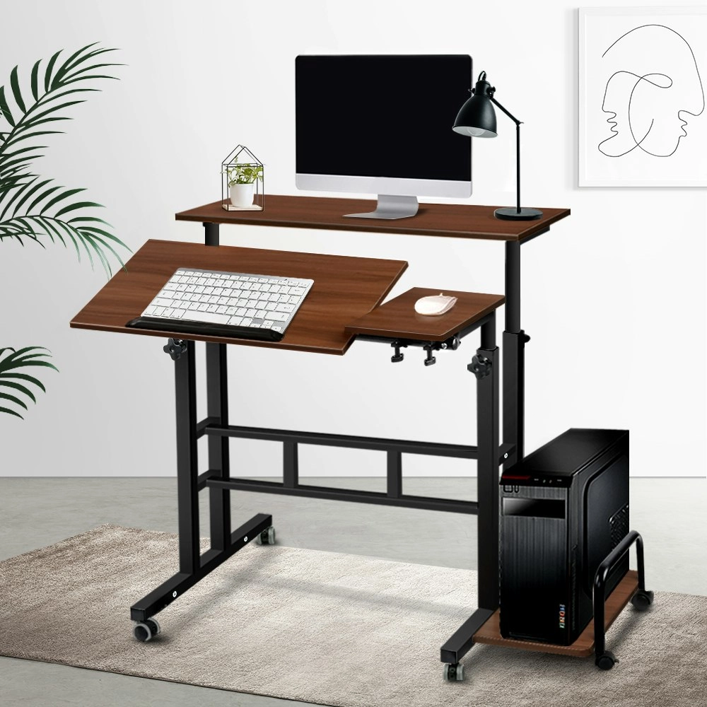 Artiss Laptop Desk Table Adjustable Dark Wood 80CM