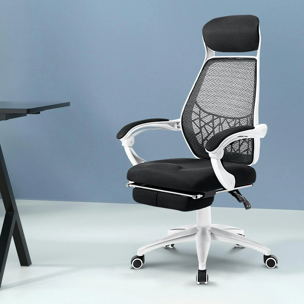 Artiss Mesh Office Chair Recliner Black White