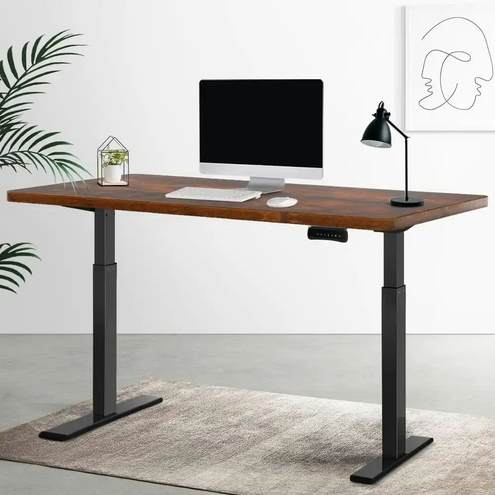 Artiss Standing Desk Motorised Dual Motor Rustic Brwon 140CM