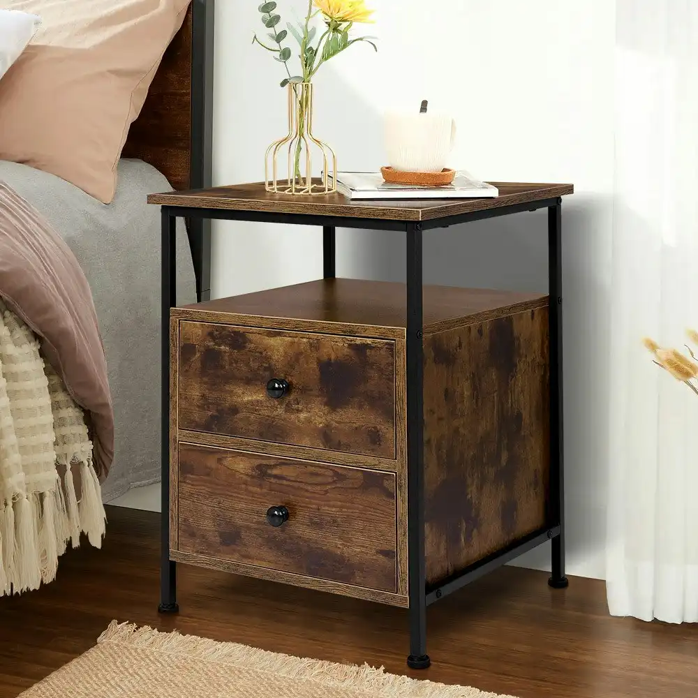 Alfordson Bedside Table Industrial Oak