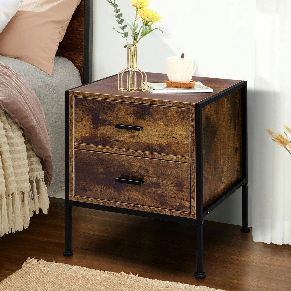 Alfordson Bedside Table Oak Industrial