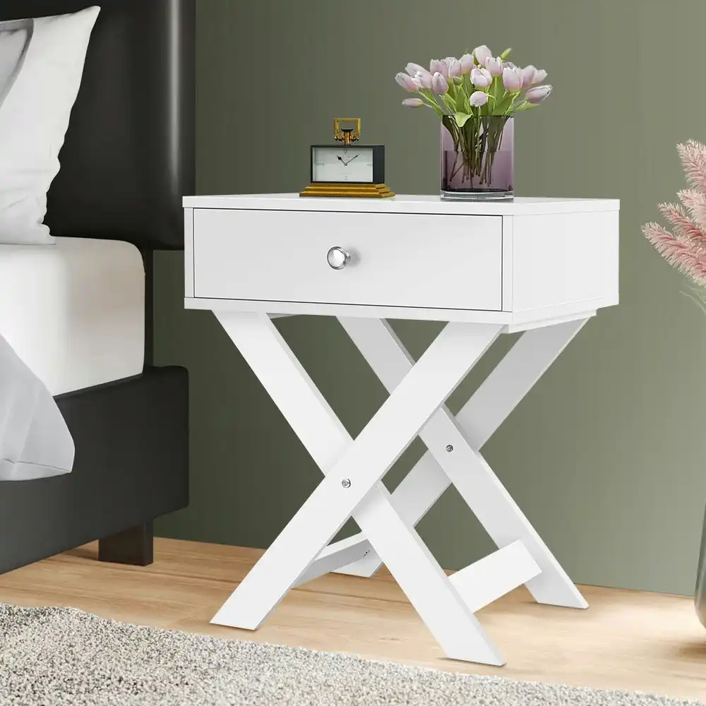 Alfordson Bedside Table X-leg White