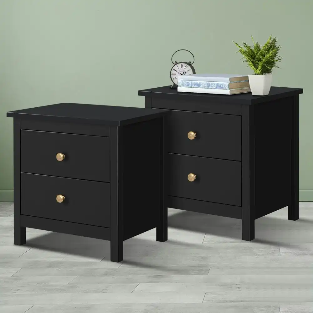 Alfordson 2x Bedside Table - Hamptons Black