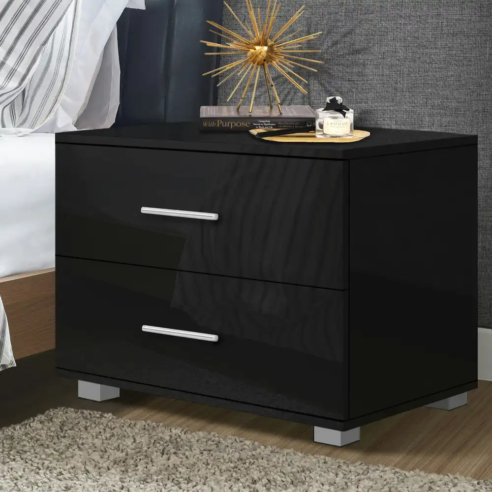 Alfordson Bedside Table Gloss Black