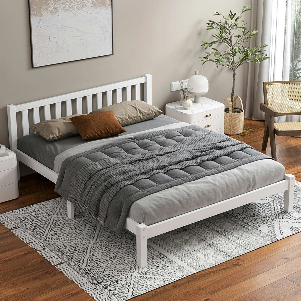 Alfordson Wooden Bed Frame Queen Mattress Base White