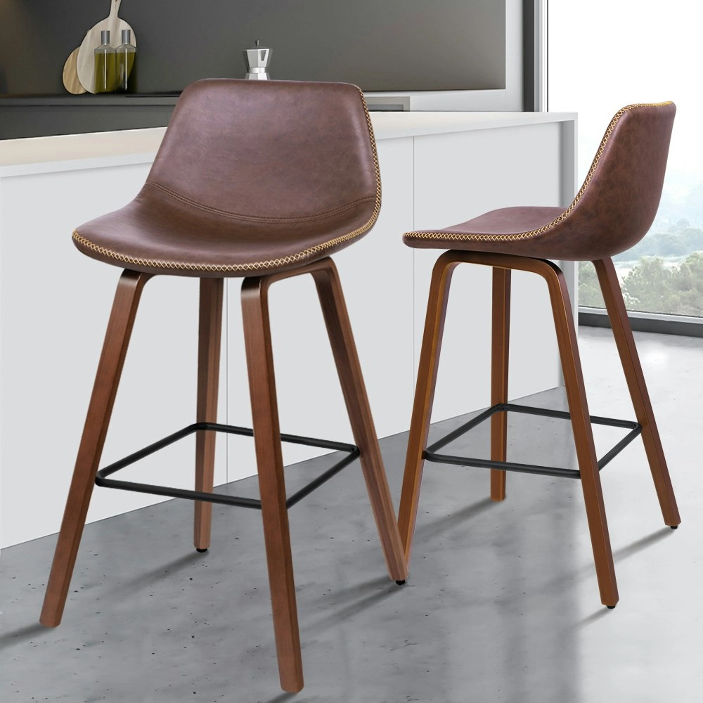 Alfordson Bar Stools Embellished Stitching Coffee Noah x2