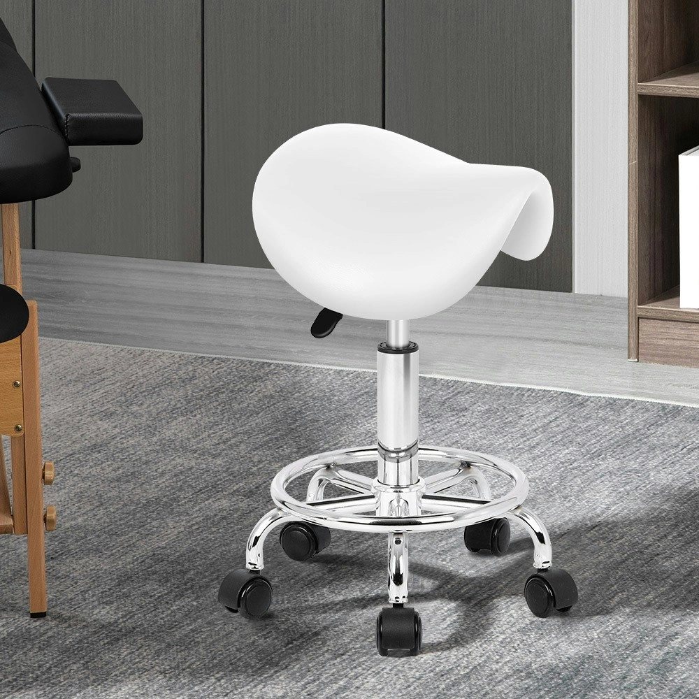 Alfordson Salon Stool Saddle Swivel Barber Hair Dress Chair Sierra White