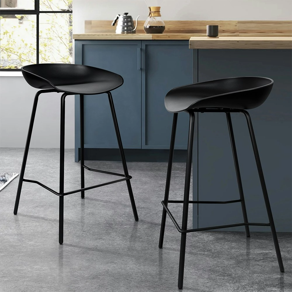 Alfordson Bar Stools Seamless Design Stools Black Finn x2