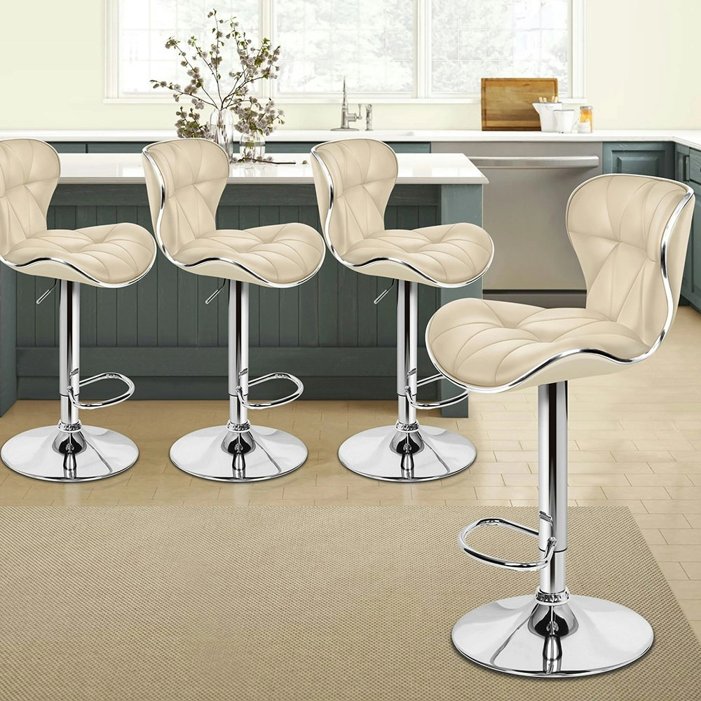 Alfordson Bar Stools Triangle Motif Beige Luna x4