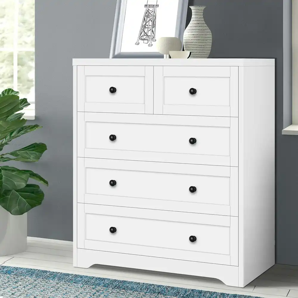 Alfordson 5 Chest of Drawers Hamptons White