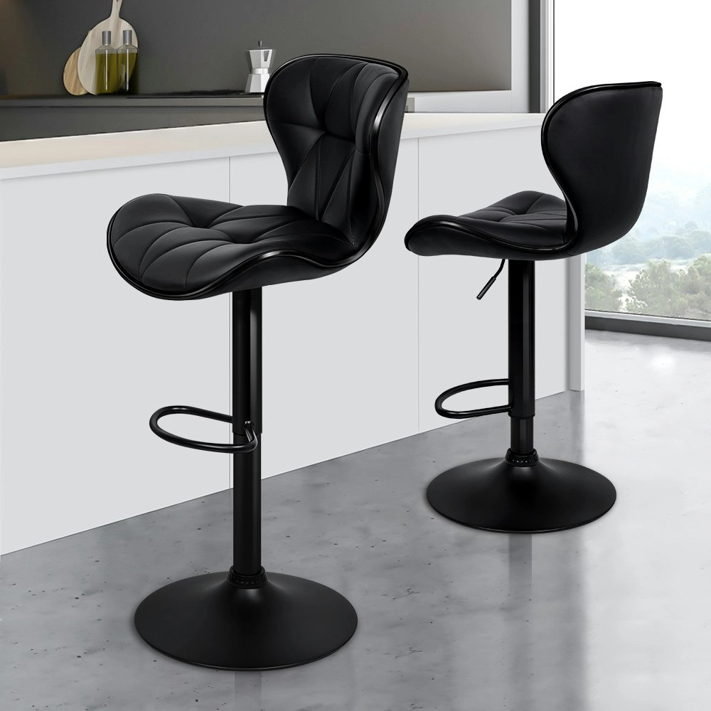 Alfordson Bar Stools Triangle Motif All Black Luna x2