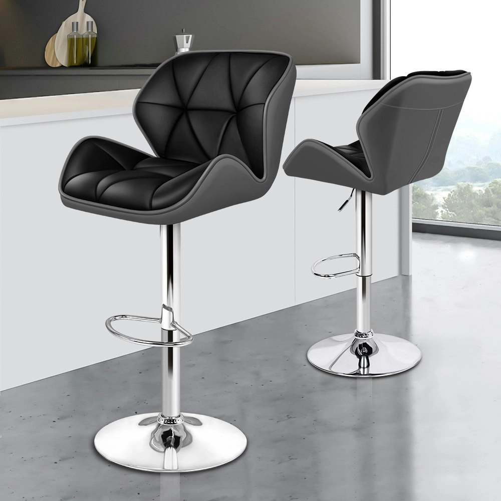 Alfordson Bar Stools Rhombus Motif Stools Black & Grey Willa x2