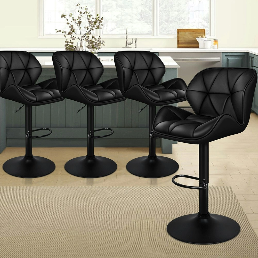 Alfordson Bar Stools Rhombus Motif Stools All Black Willa x4