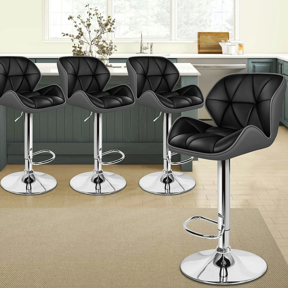 Alfordson Bar Stools Rhombus Motif Stools Black & Grey Willa x4