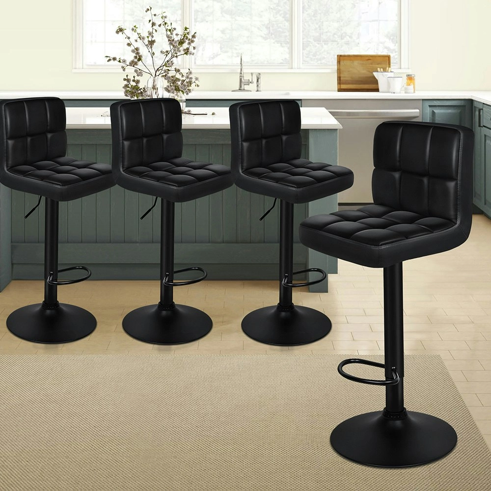 Alfordson Bar Stools L Shape Leather All Black Ralph x4