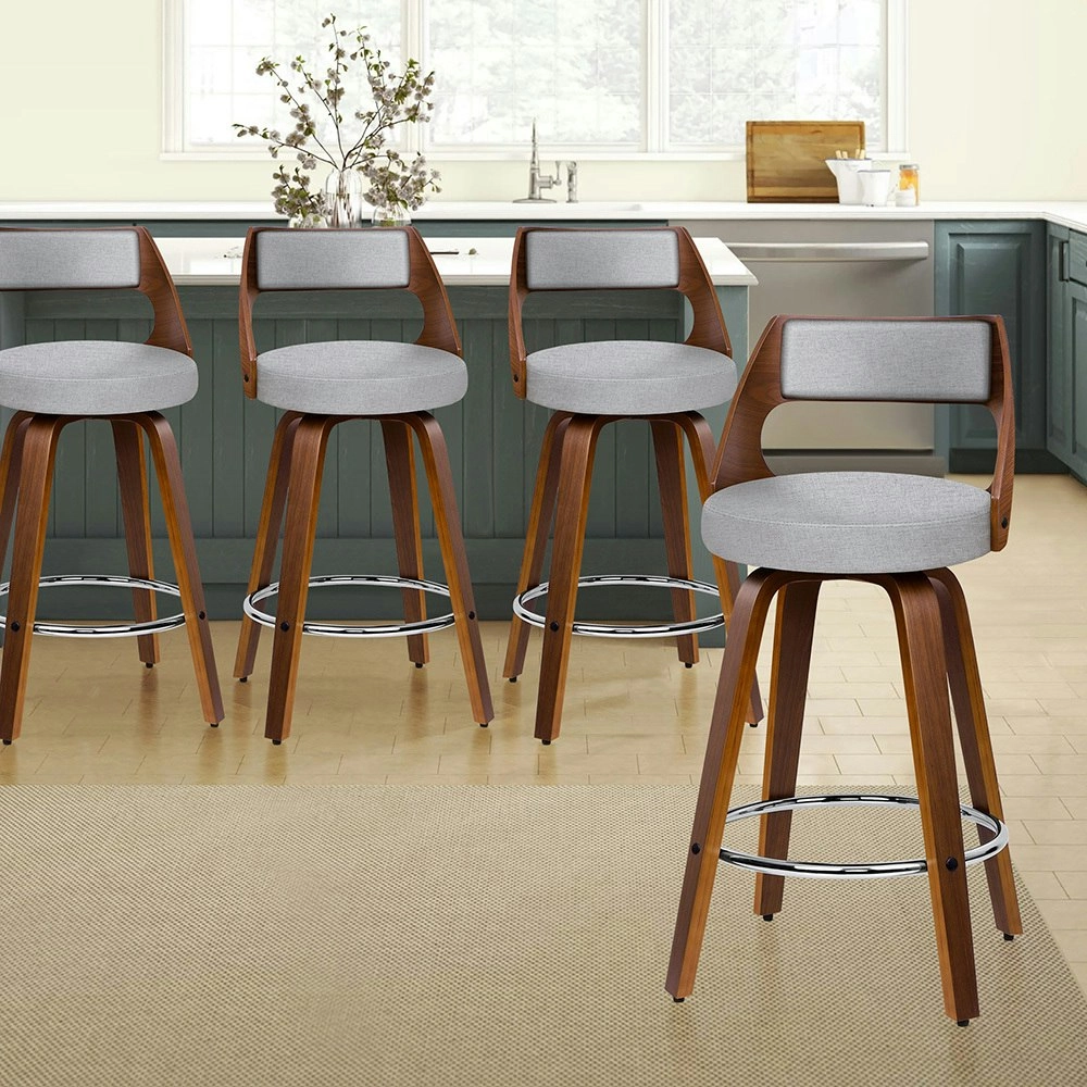 Alfordson Set of 4 Eden Elegant Modern Style Bar Stools (Light Grey)