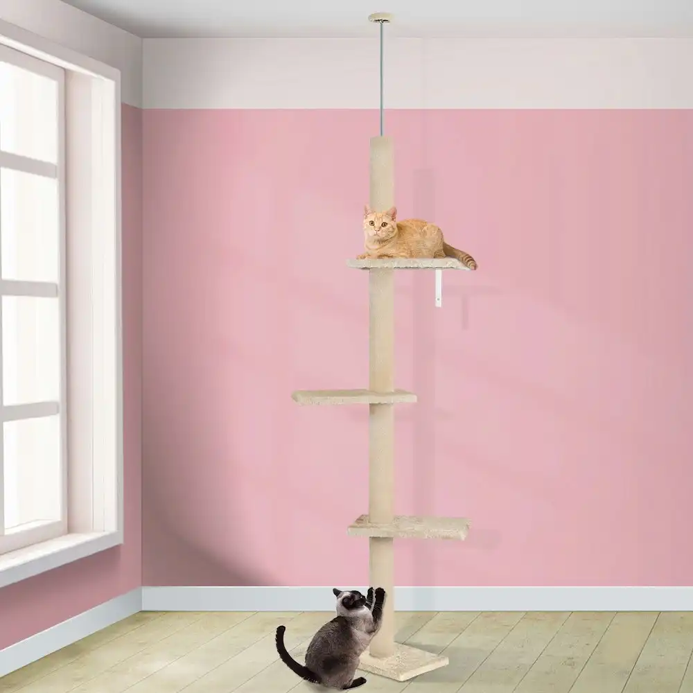 BEASTIE Cat Tree 230-286cm Beige Scratching Post Scratcher Tower