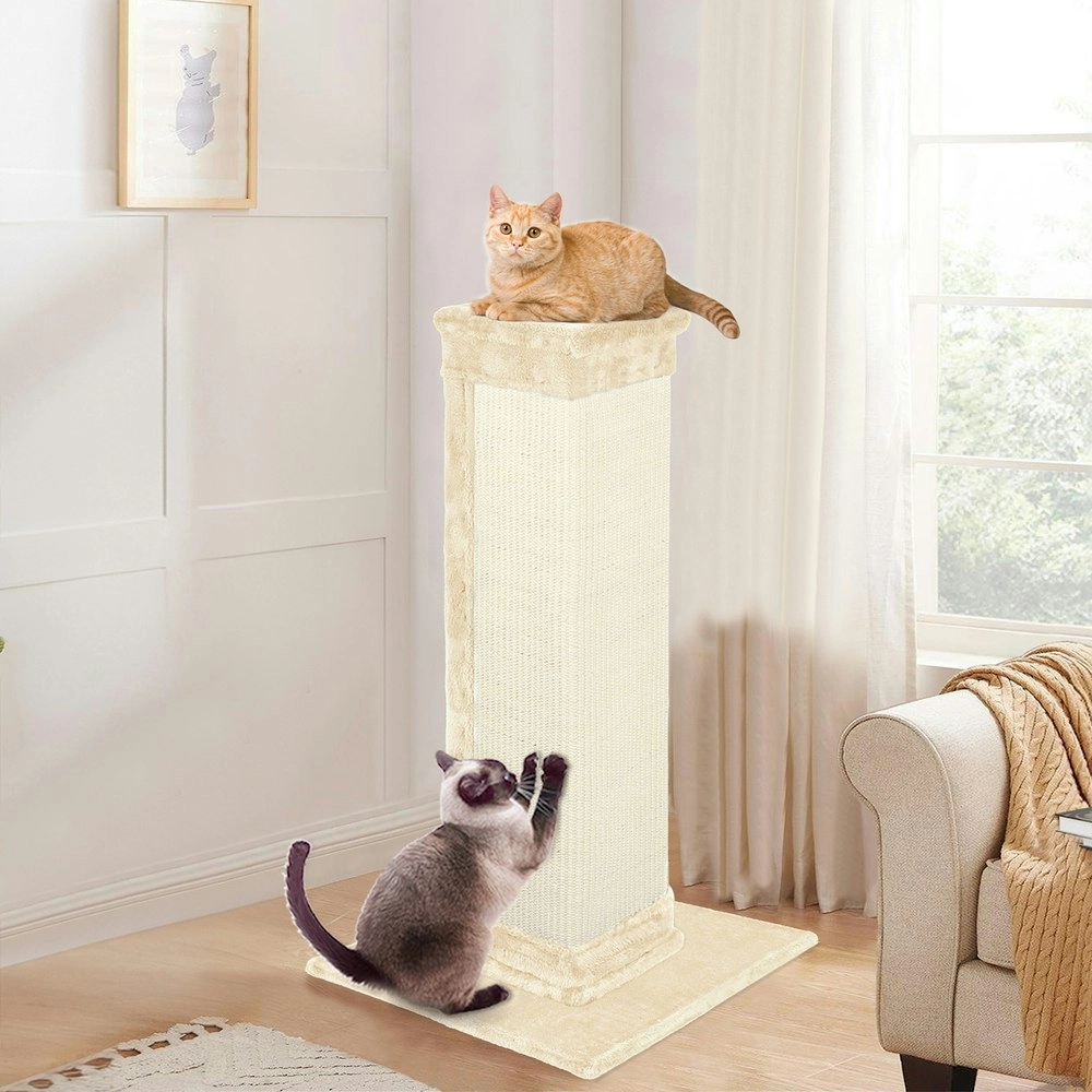 BEASTIE Cat Tree 92cm Beige Scratcher Tower Scratching Post