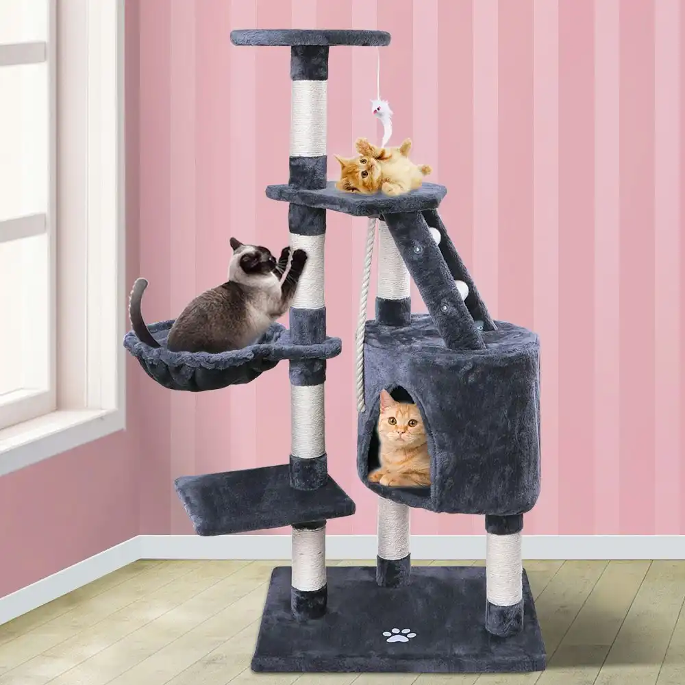 BEASTIE Cat Tree 121cm Grey Scratching Post Scratcher Tower