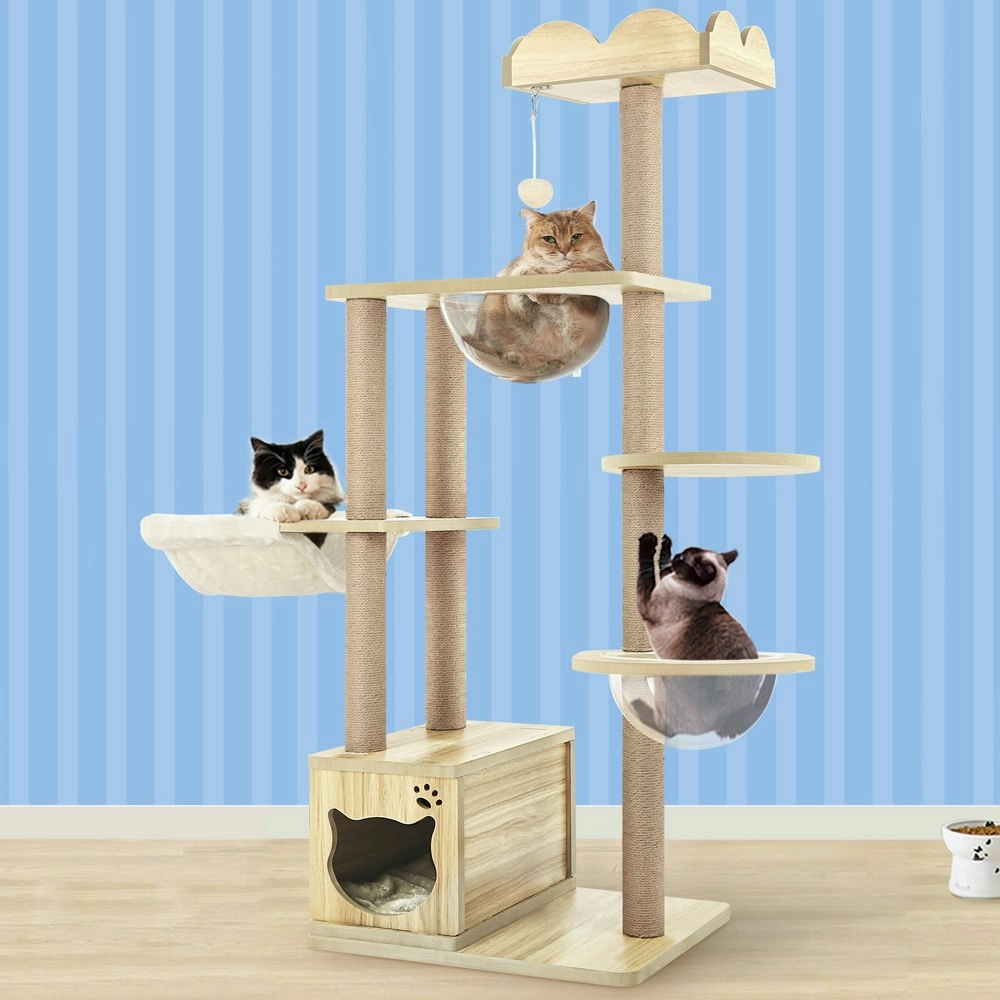 BEASTIE Cat Tree 158cm Wood Tower Scratching Post Scratcher