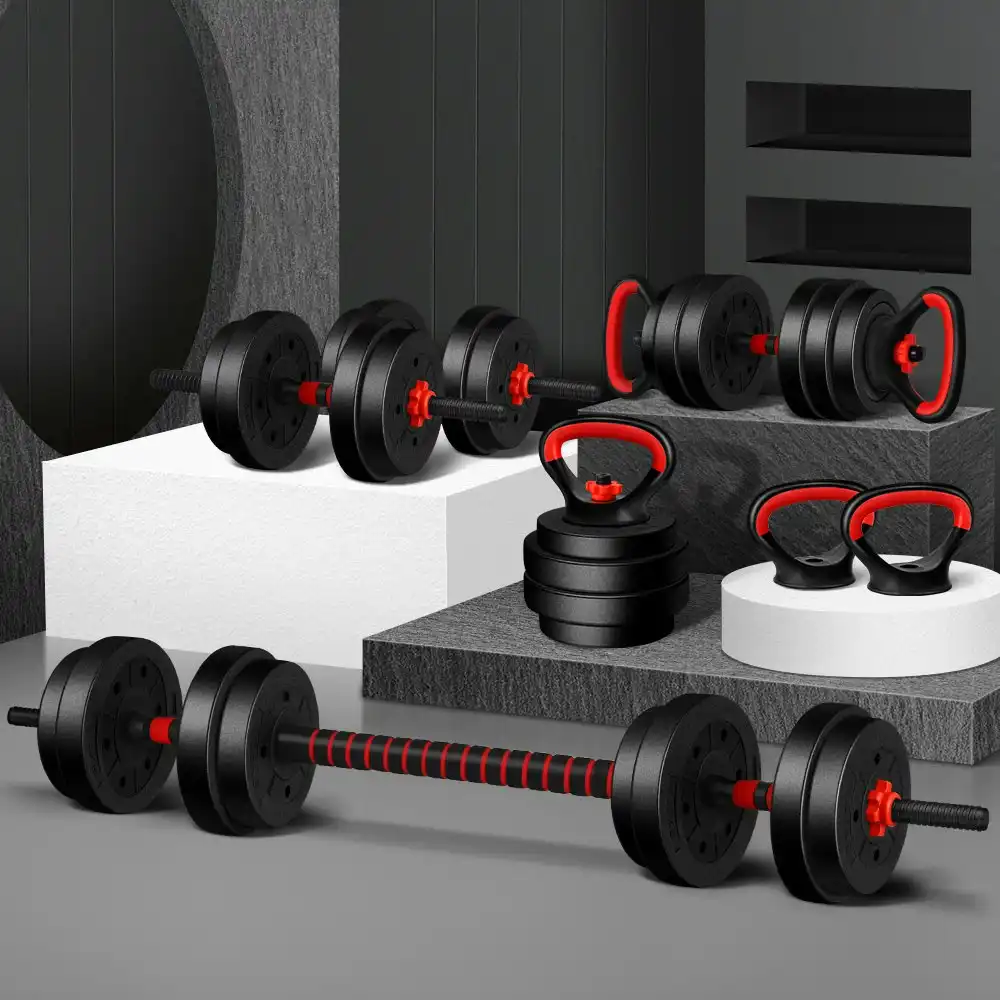 Black Lord 40kg Dumbbell Set 7in1 Adjustable Barbell Kettlebell