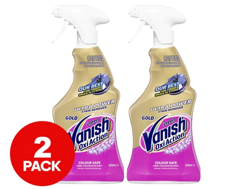 2 x 450mL Vanish Preen Gold Oxi Action Stain Remover Spray