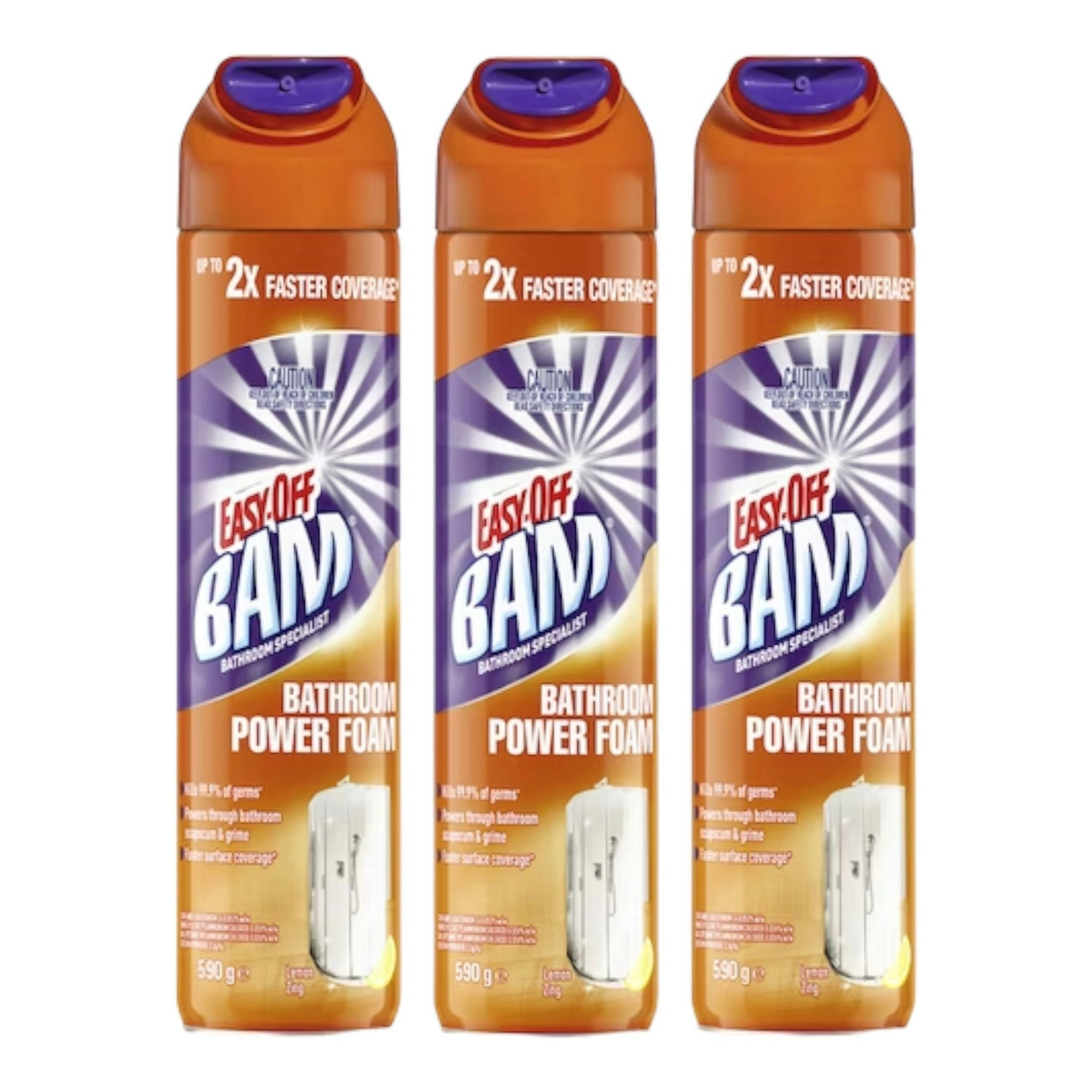 3 Pack Easy Off Bam Power Foam Bathroom Floor/Surface Cleaner Lemon Zing 590g