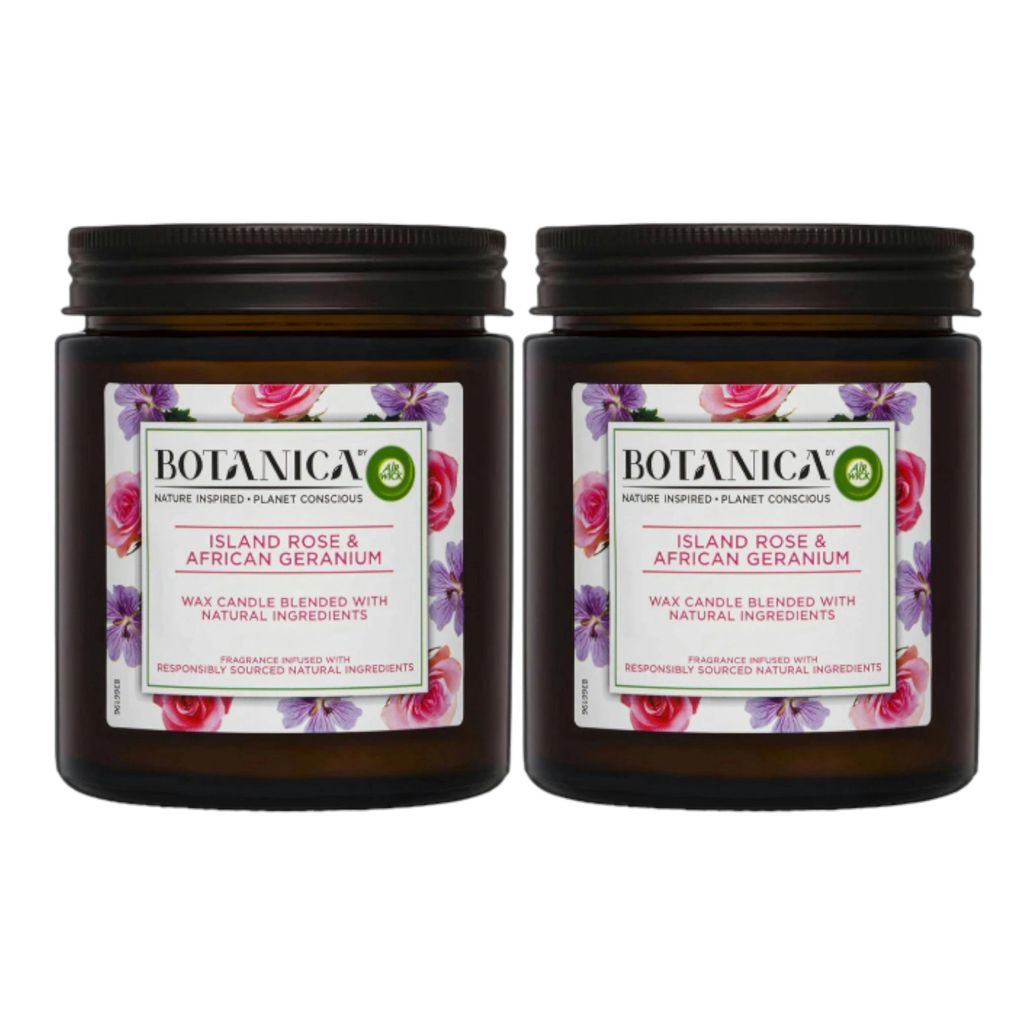 2 x BOTANICA By Air Wick Wax Candle 205g Island Rose & African Geranium