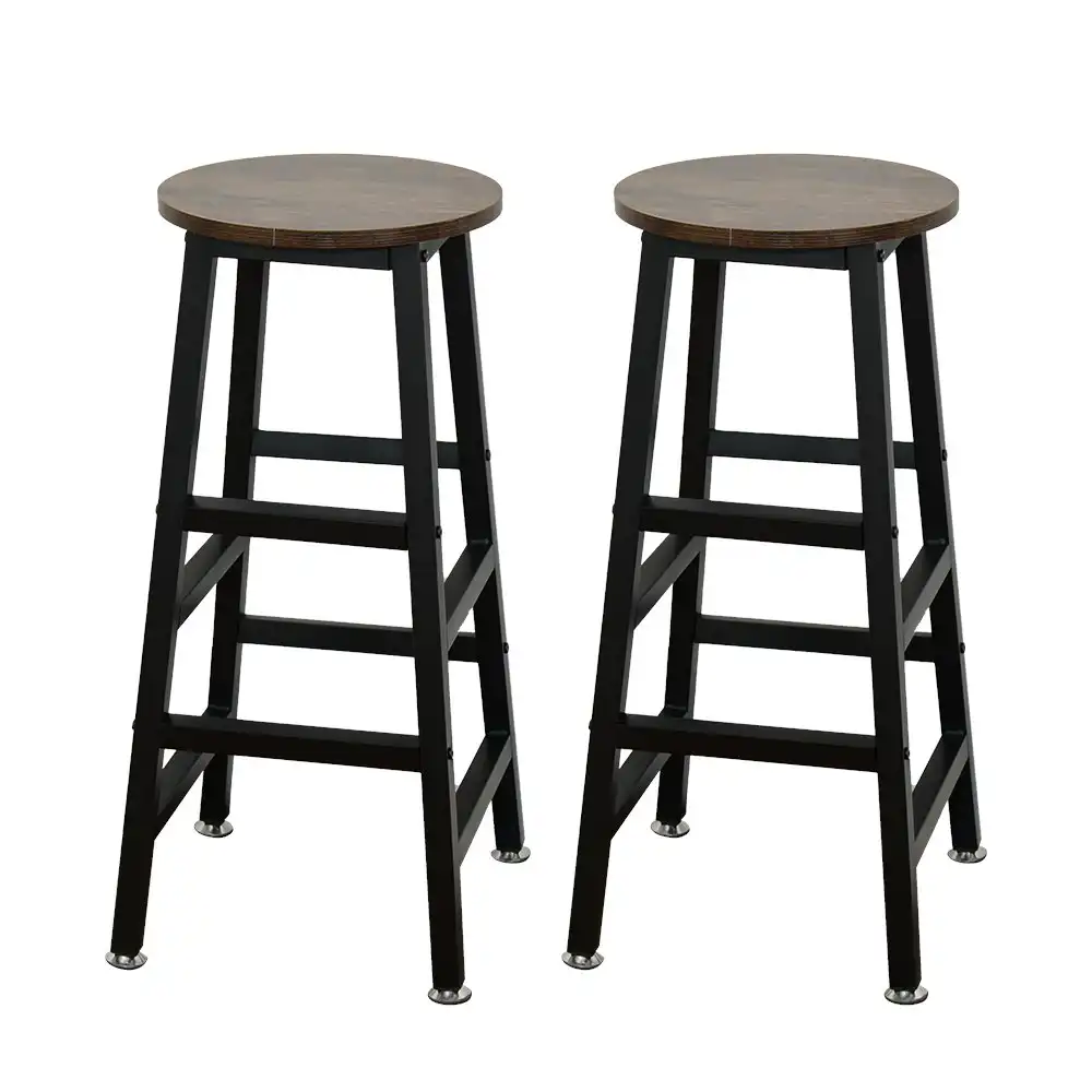 Viviendo 2 Piece Set 70cm Stool Bar Table Stools Industrial Style Steel and Wood