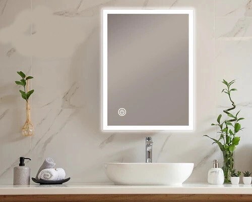 Viviendo LED Bathroom Rectangular Vanity Mirror Light Dimmable Anti-Fog Wall Mounted Touch switch Mirror Light - 70 x 100cm