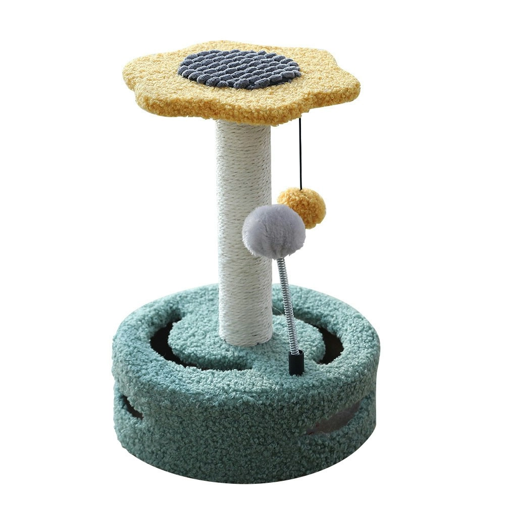 Furbulous Daisy Cat Scratching Post with 2 Bobs and Play Compartment