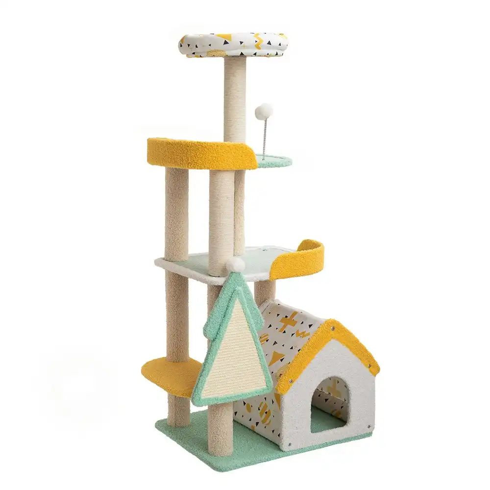 Furbulous 1.3m Cat Tree Tower & Scratching post with Cooling Straw Mat - Fairy Land