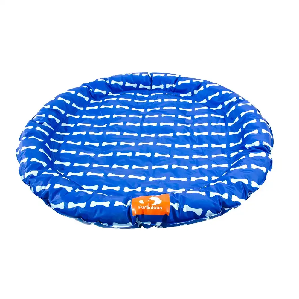 Furbulous 86cm Round Pet Cooling Bed Dog or Cat Non-Toxic Cooling Mat for Summer - Blue