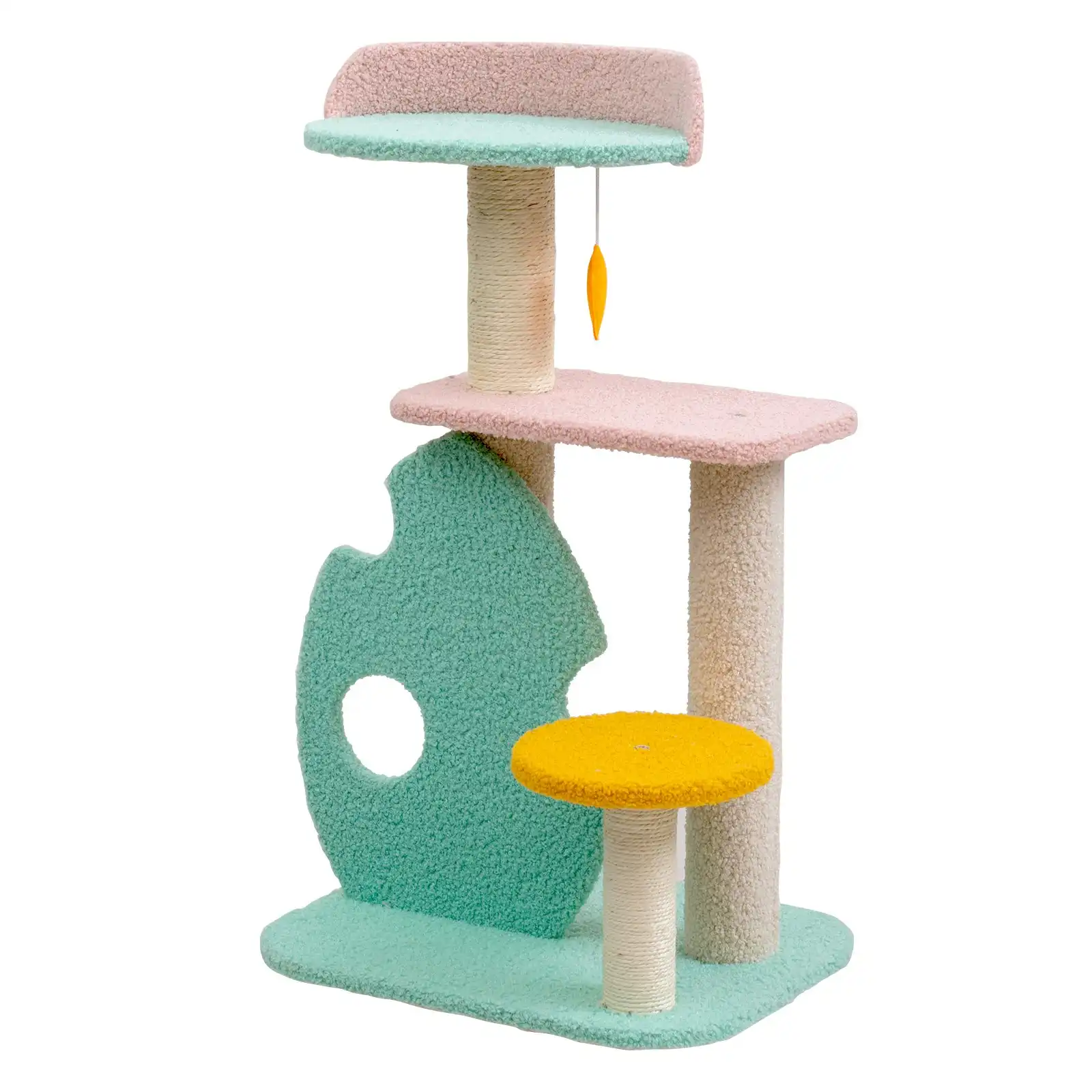 Furbulous 75cm Cat Tree Scratching post and Cat tower with Sisal Scratching Rope - Green Leaf