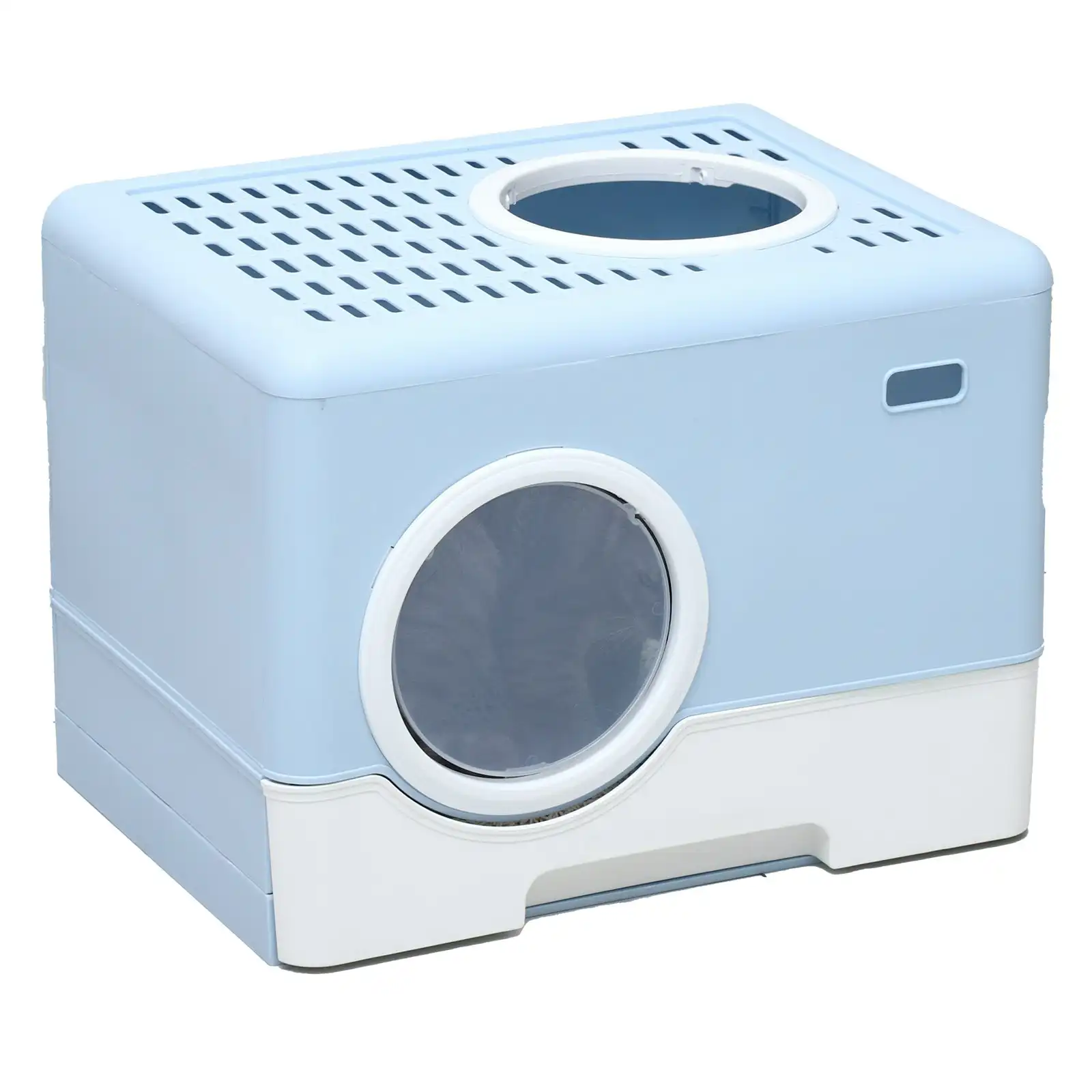 Furbulous Camera Shape Anti-Splashing Enclosed Cat Drawer Litter Box - Blue