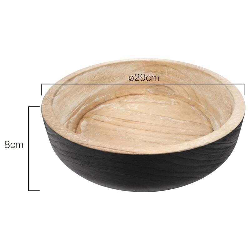 Willow & Silk Round Black Wooden 29cm Dining Table Party Bowl