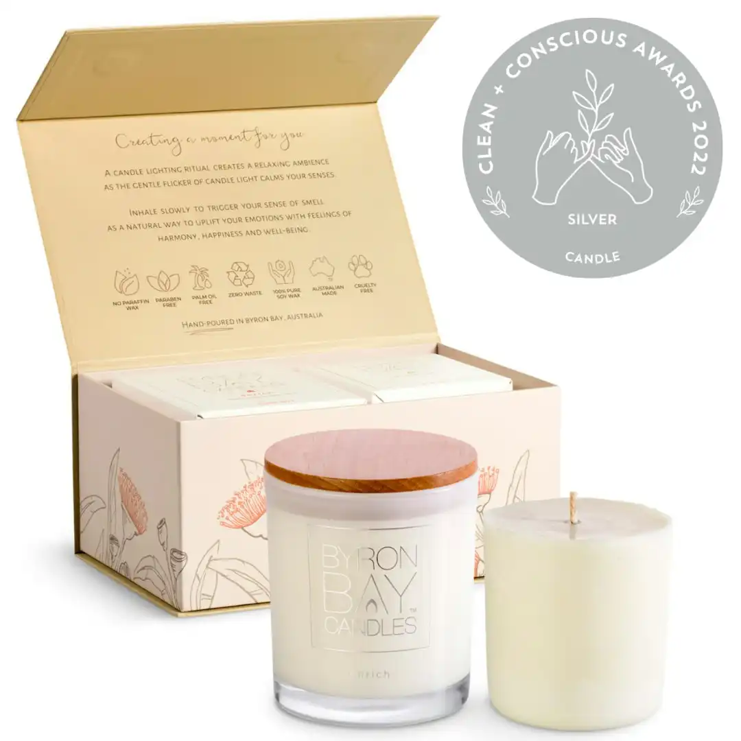Byron Bay | Scented Pure Soy Candle And Refill Candle Twin Gift Set