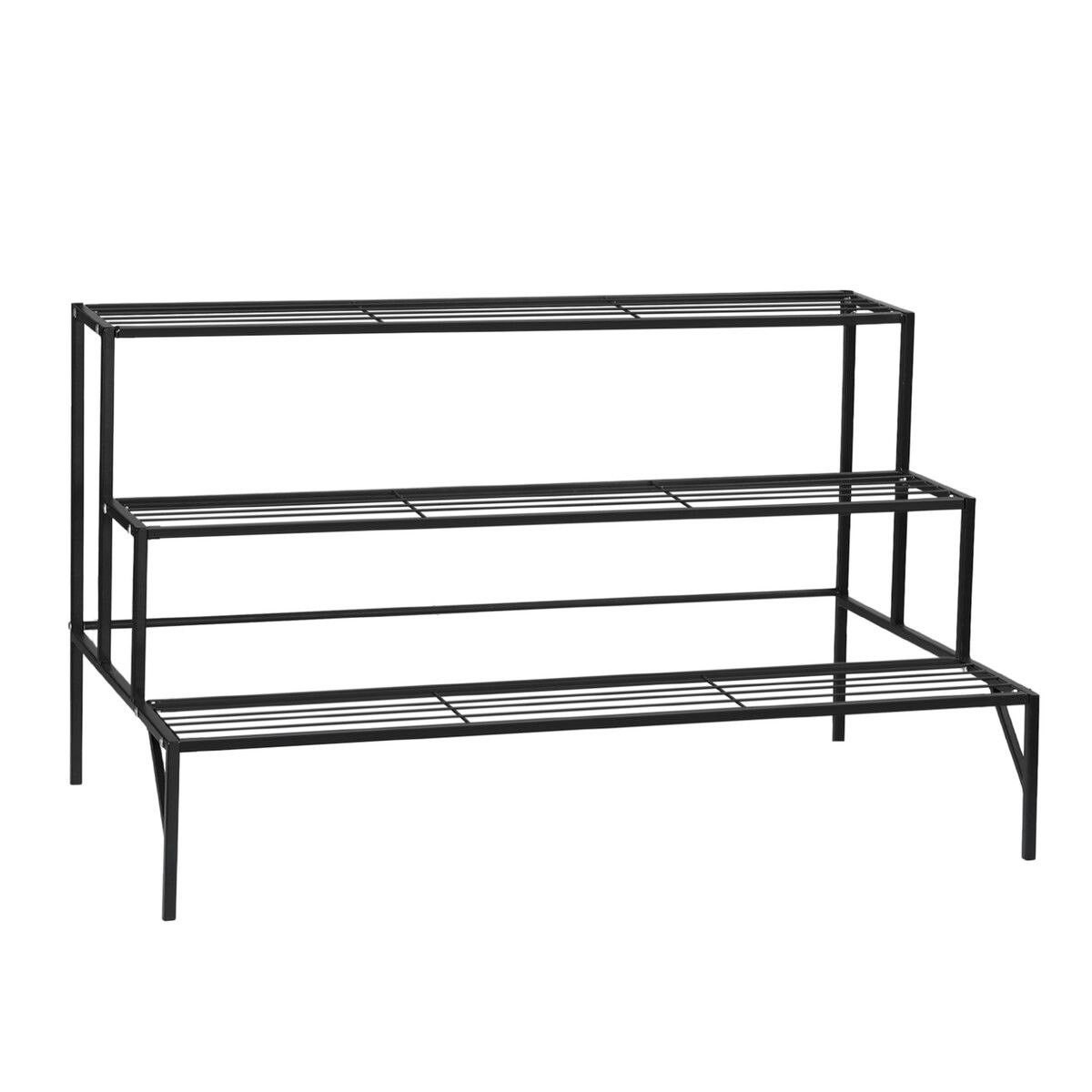 Ausway Plant Stand Black 3 Tiers Metal Flower Shelf Pot Holder Corner Planter Garden Storage Rack Outdoor Indoor Large