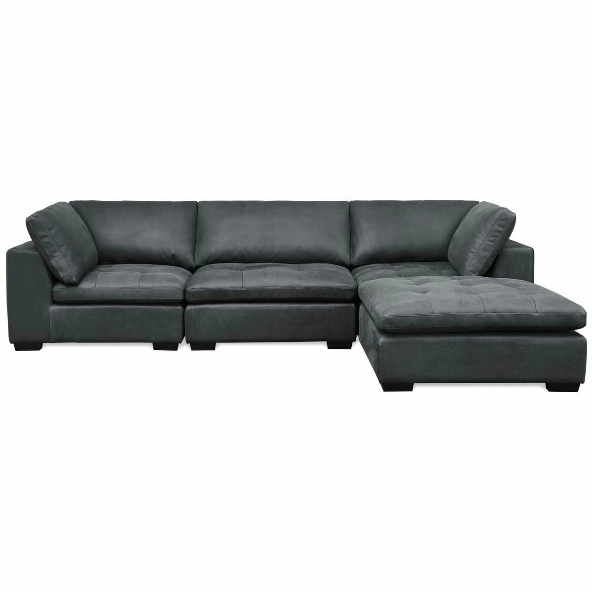 Kalona Milan Three Seater Charcoal Leather Lounge