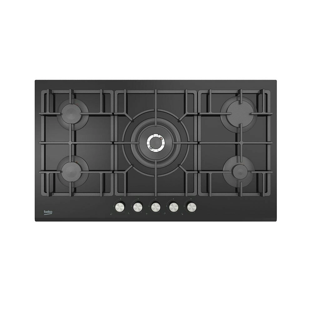 Beko 90cm Black Glass Gas Cooktop