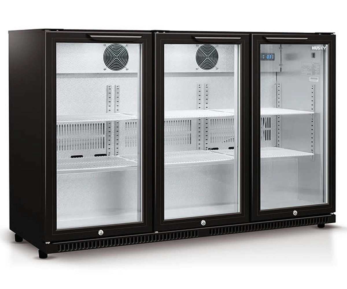 Husky 307L Triple Glass Door Bar Fridge