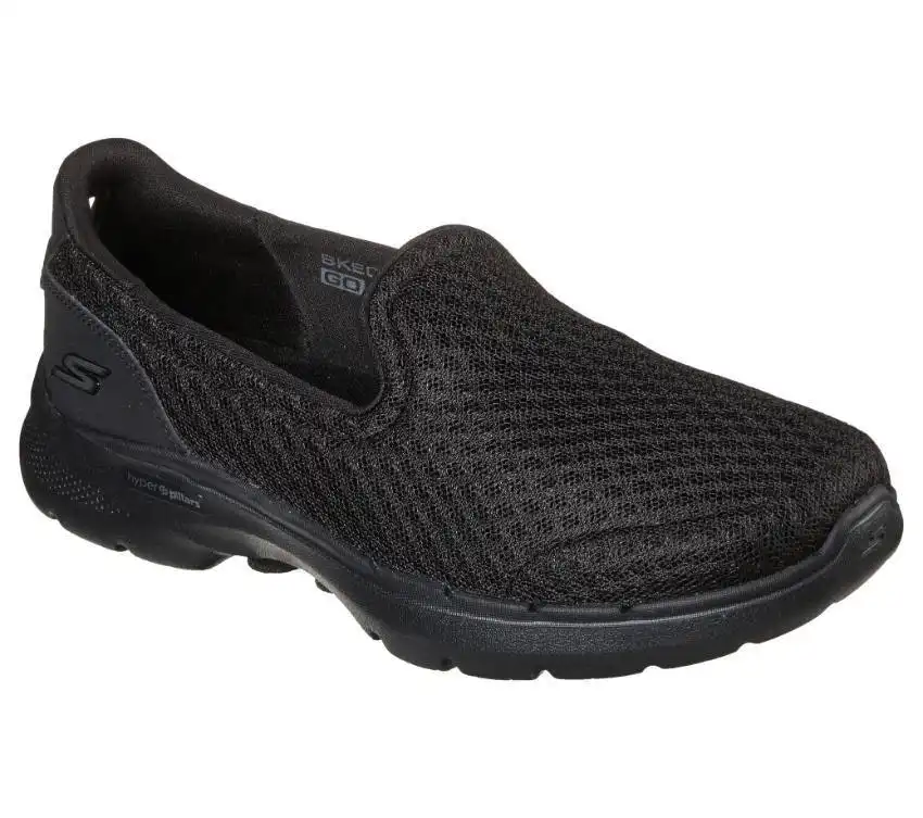 Womens Skechers Go Walk 6 Wide Black Athletic Sport Shoes