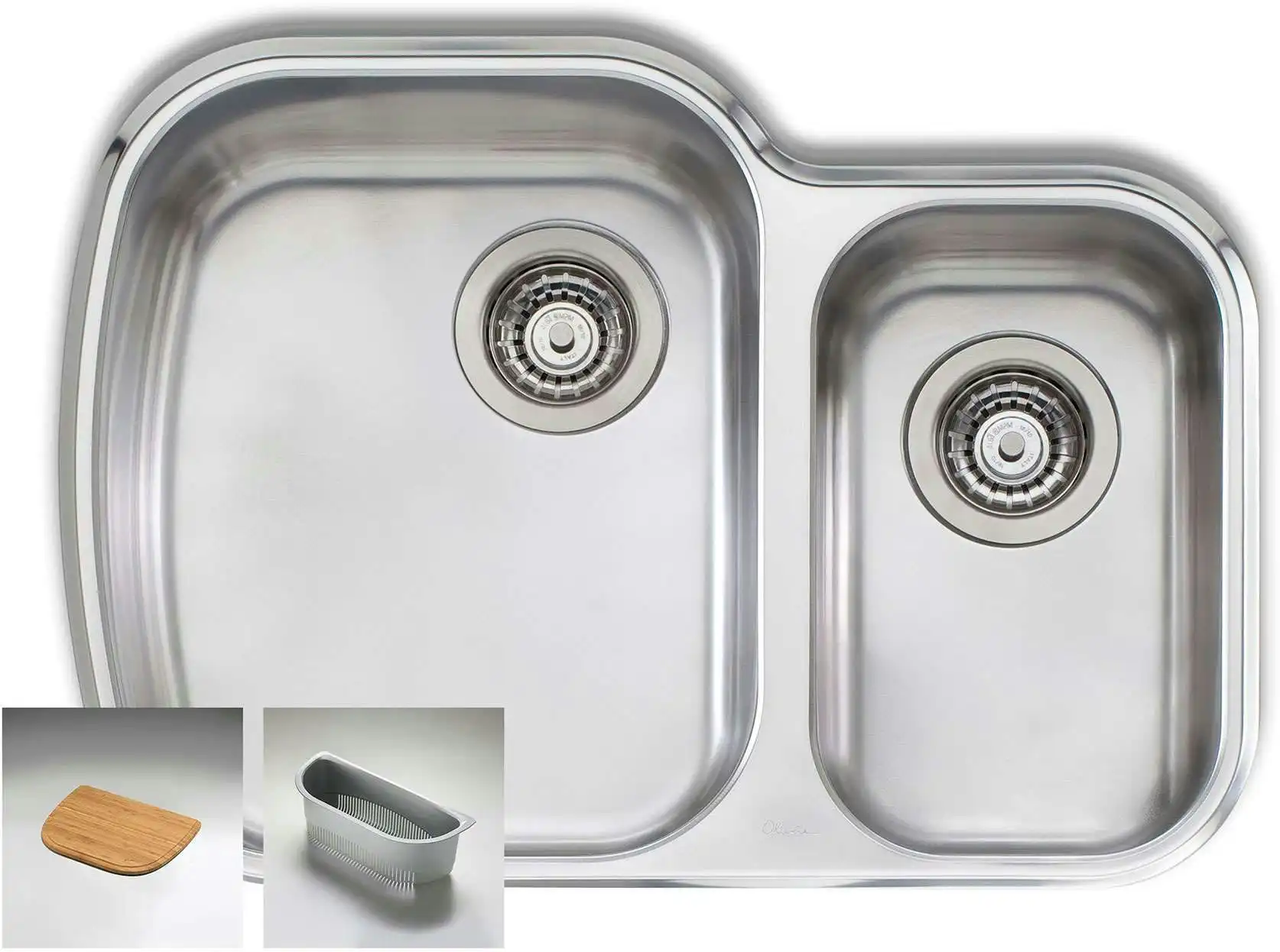 Oliveri Monet 1 & 1/2 Double Left Hand Bowl Undermount Sink MO71U